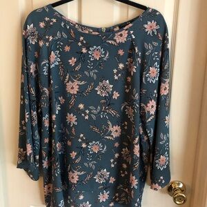 Floral Print Women's Top - Blue and Pink